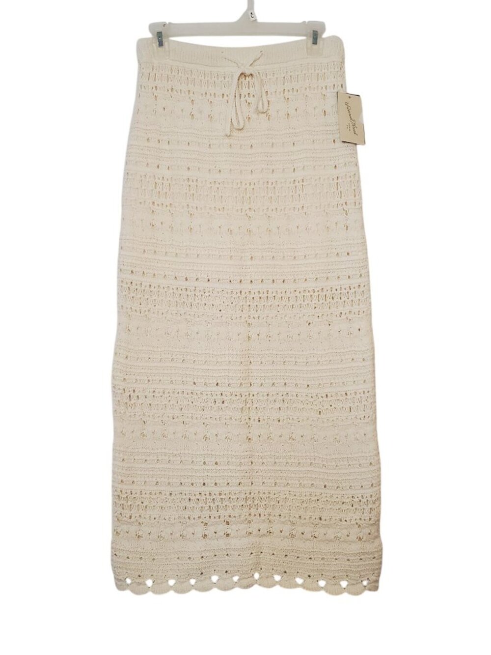 Universal Thread Womens Cream Crochet Midi Skirt With Lining & Drawstring Waist - Picture 3 of 7